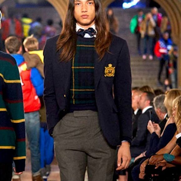 Polo Ralph Lauren Tartan Plaid Merino Wool & Suede Crewneck Sweater - Picture 2 of 16